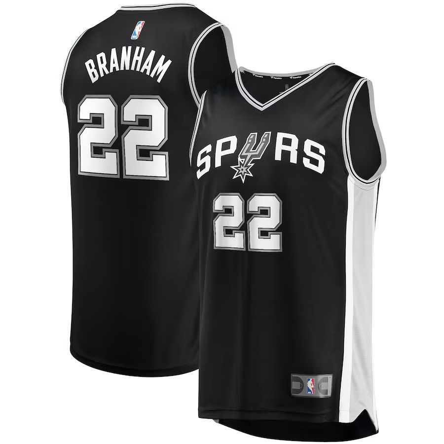 Men San Antonio Spurs 22 Malaki Branham Fanatics Branded Black Draft First Round Pick Fast Break Replica Player NBA Jersey